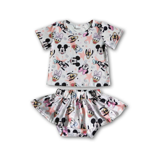 Short sleeve shirts bummies with skirt baby outfits