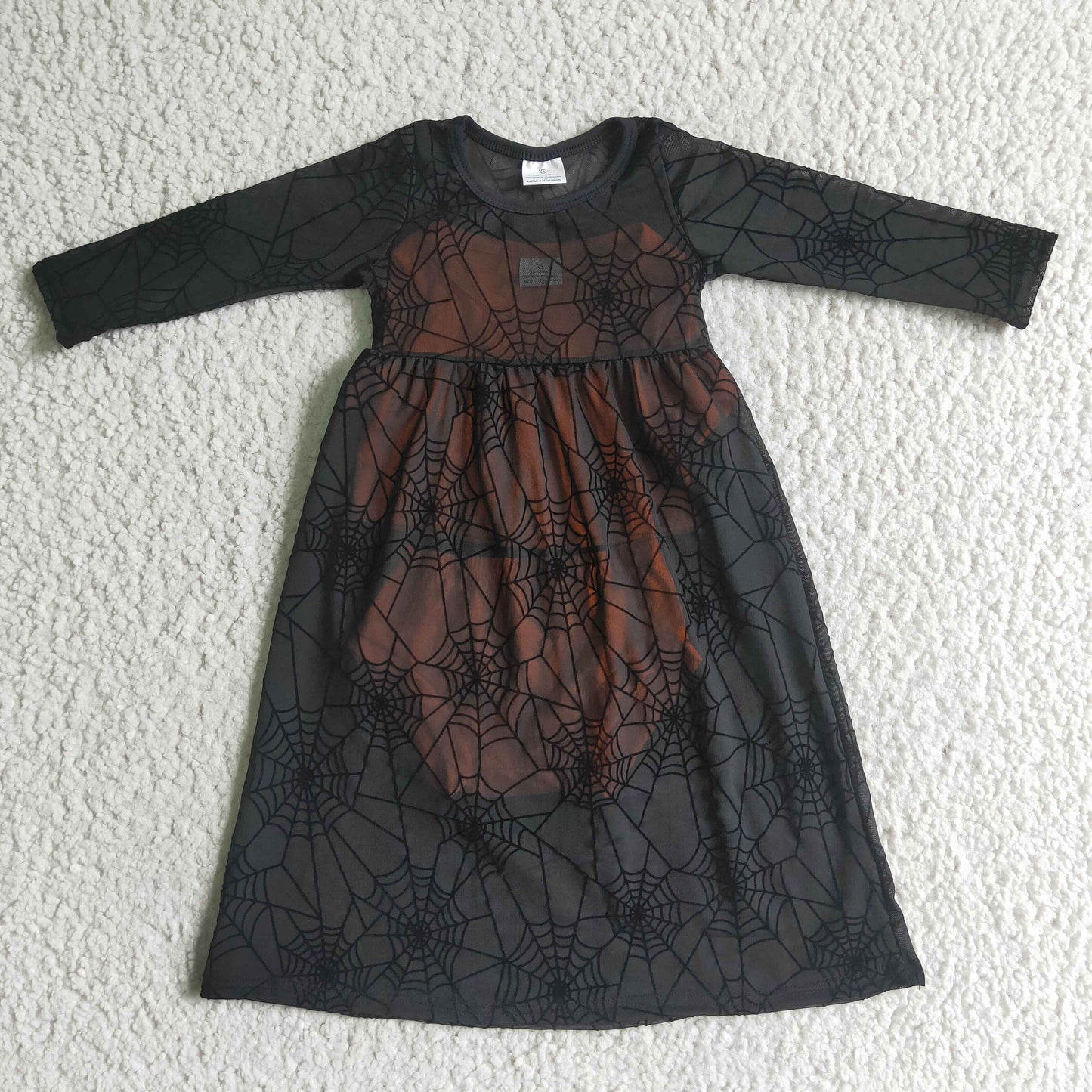 Oranged bummies set match spiderweb maxi dress baby girls Halloween set