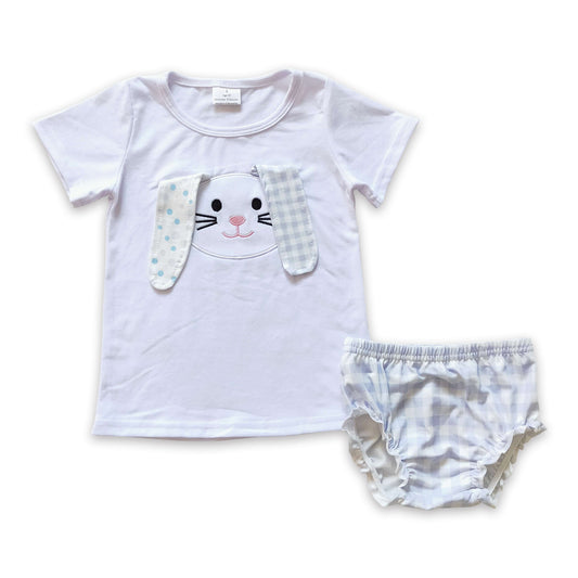 Rabbit embroidery ears shirt bummies baby easter outfits