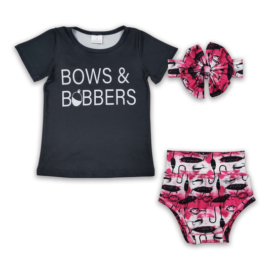 Bow and bobbers shirt fishing bummies baby girls clothes
