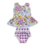 Lavender floral sleeveless peplum bummies girls outfits
