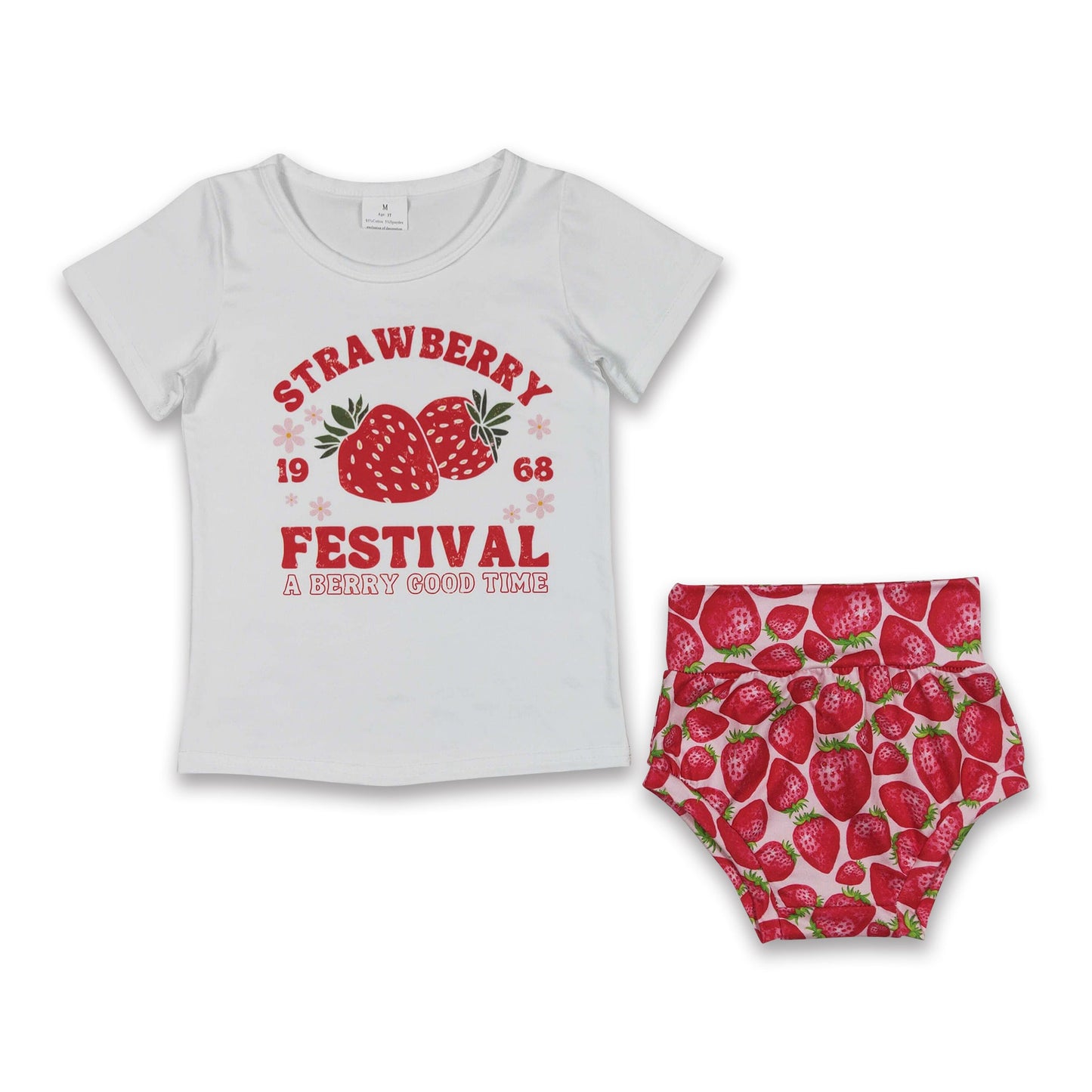 Strawberry shirt bummies baby girls summer clothes
