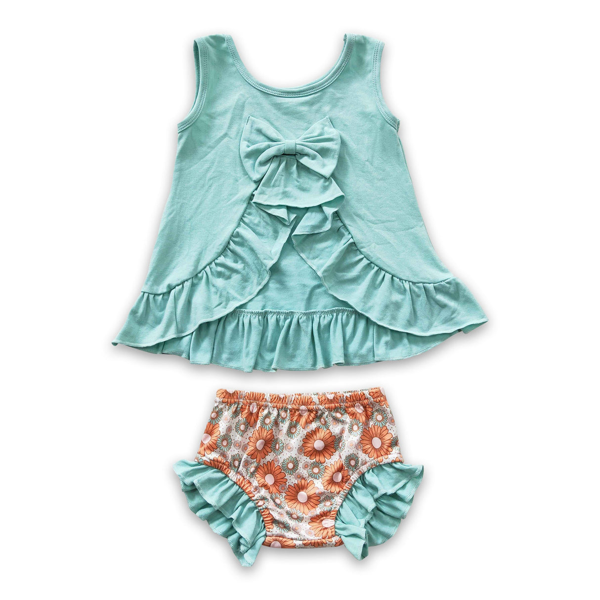 Backless top floral bloomers baby girls outfits