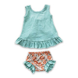 Backless top floral bloomers baby girls outfits