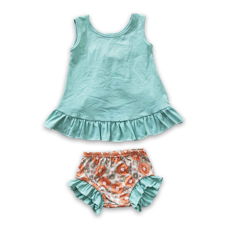 Backless top floral bloomers baby girls outfits