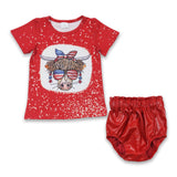 Highland cow glasses shirt bummies baby 4th of july set