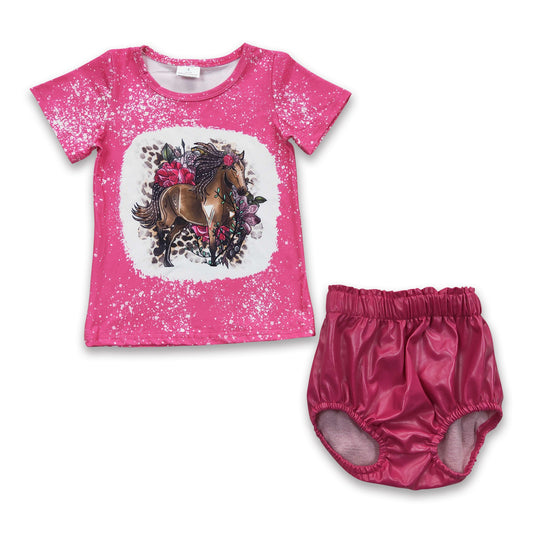 Horse floral shirt hot pink leather bummies girls outfits