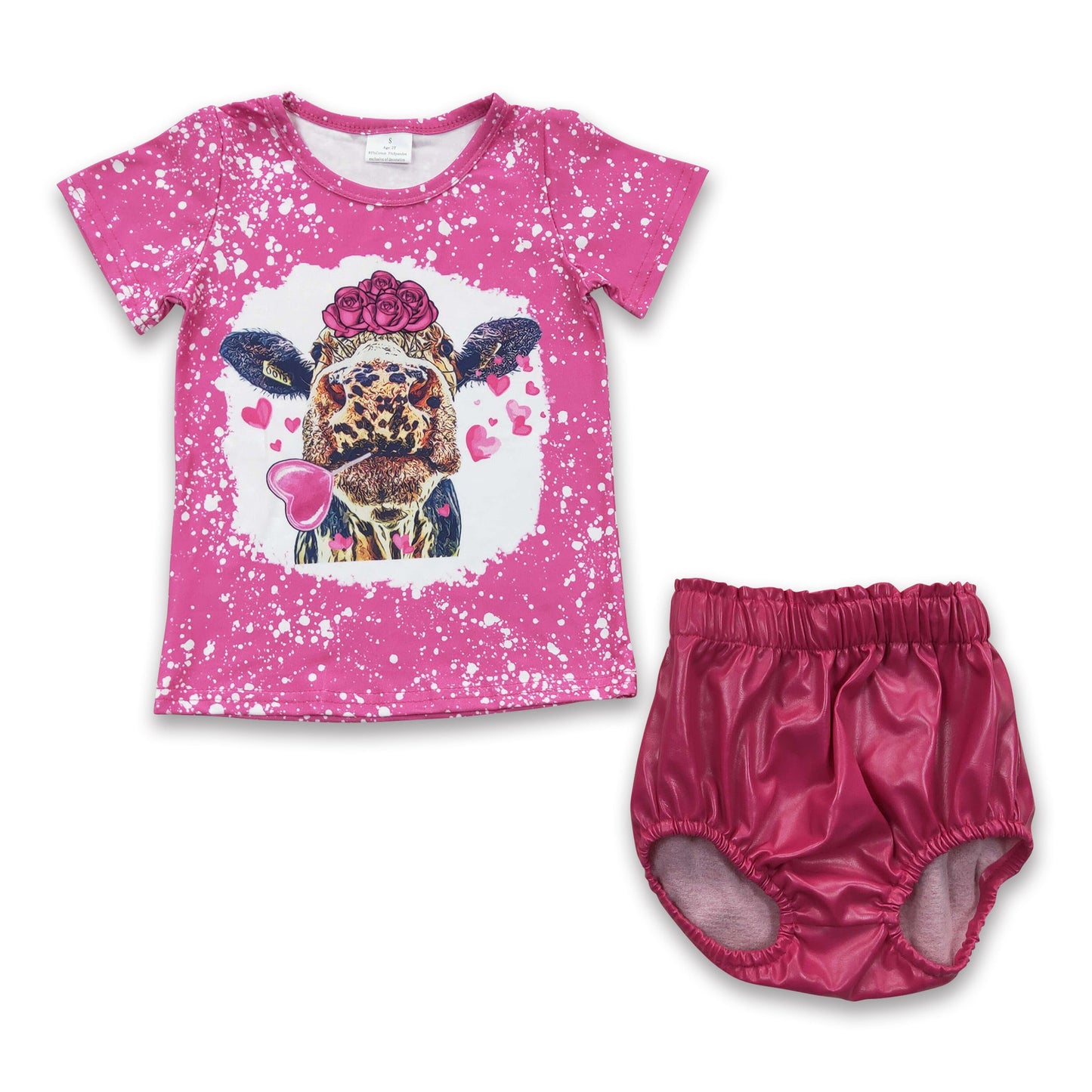 Cow shirt hot pink leather bummies girls outfits