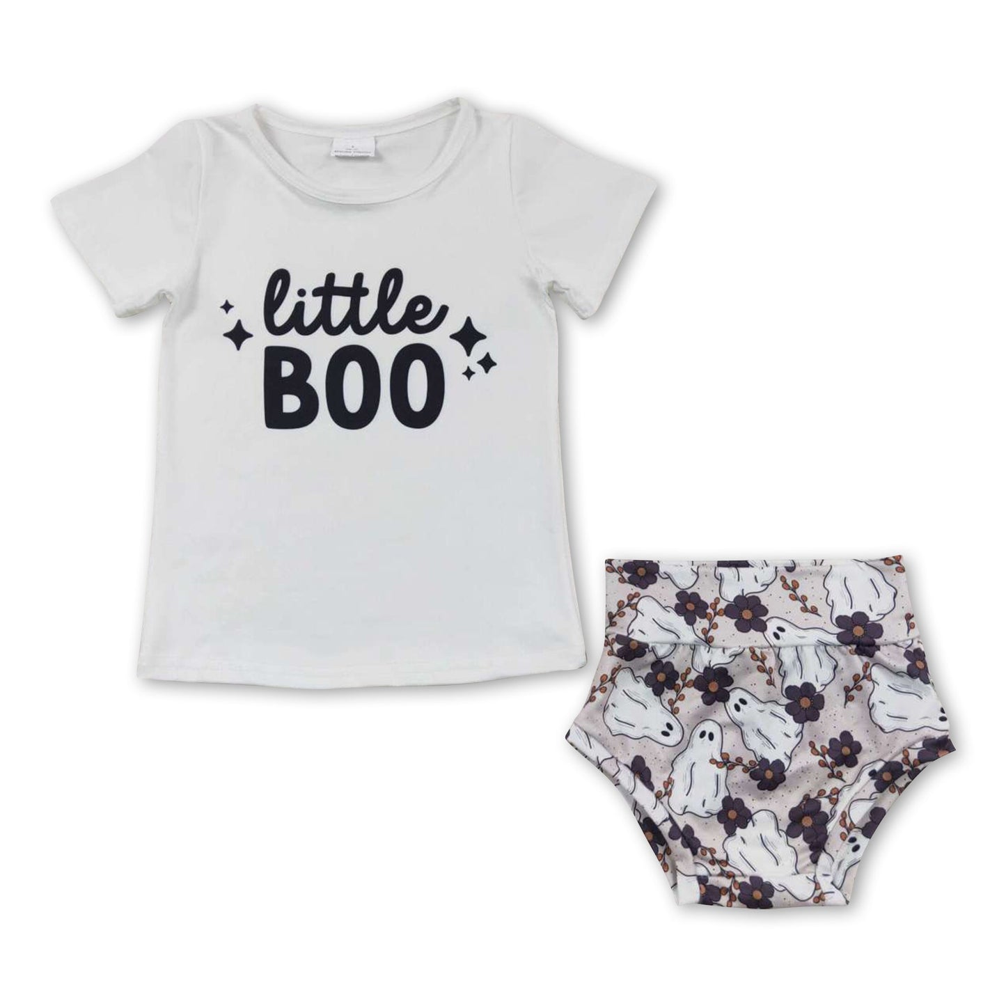 Little boo ghost floral bummies baby girls Halloween outfits