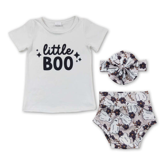 Little boo ghost floral bummies baby girls Halloween outfits