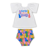 Hangin' with my peeps bunny top bummies girls easter set