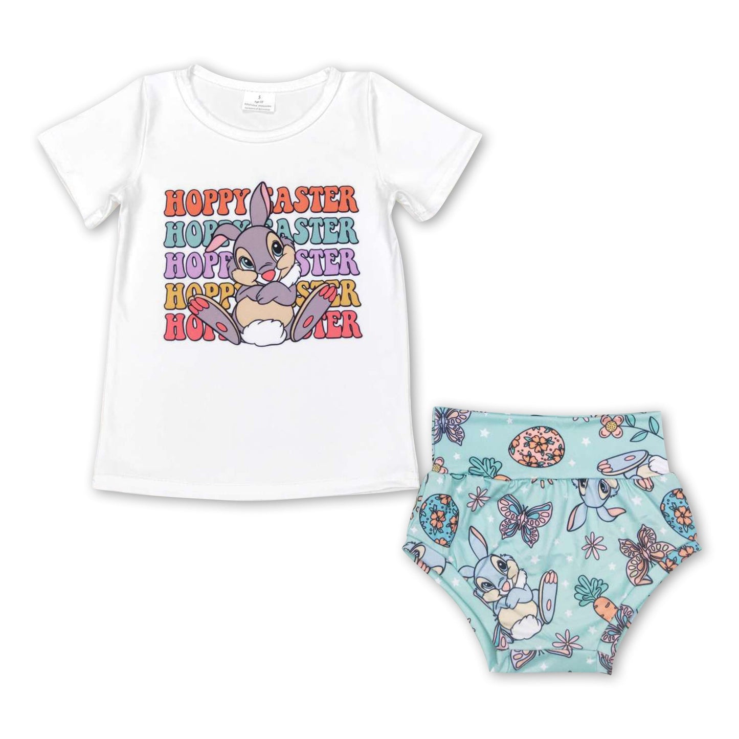 Hoppy easter top rabbit floral bummies baby girls outfits