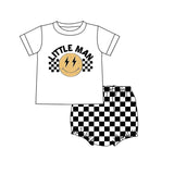Little man smile top plaid bummies boy outfits