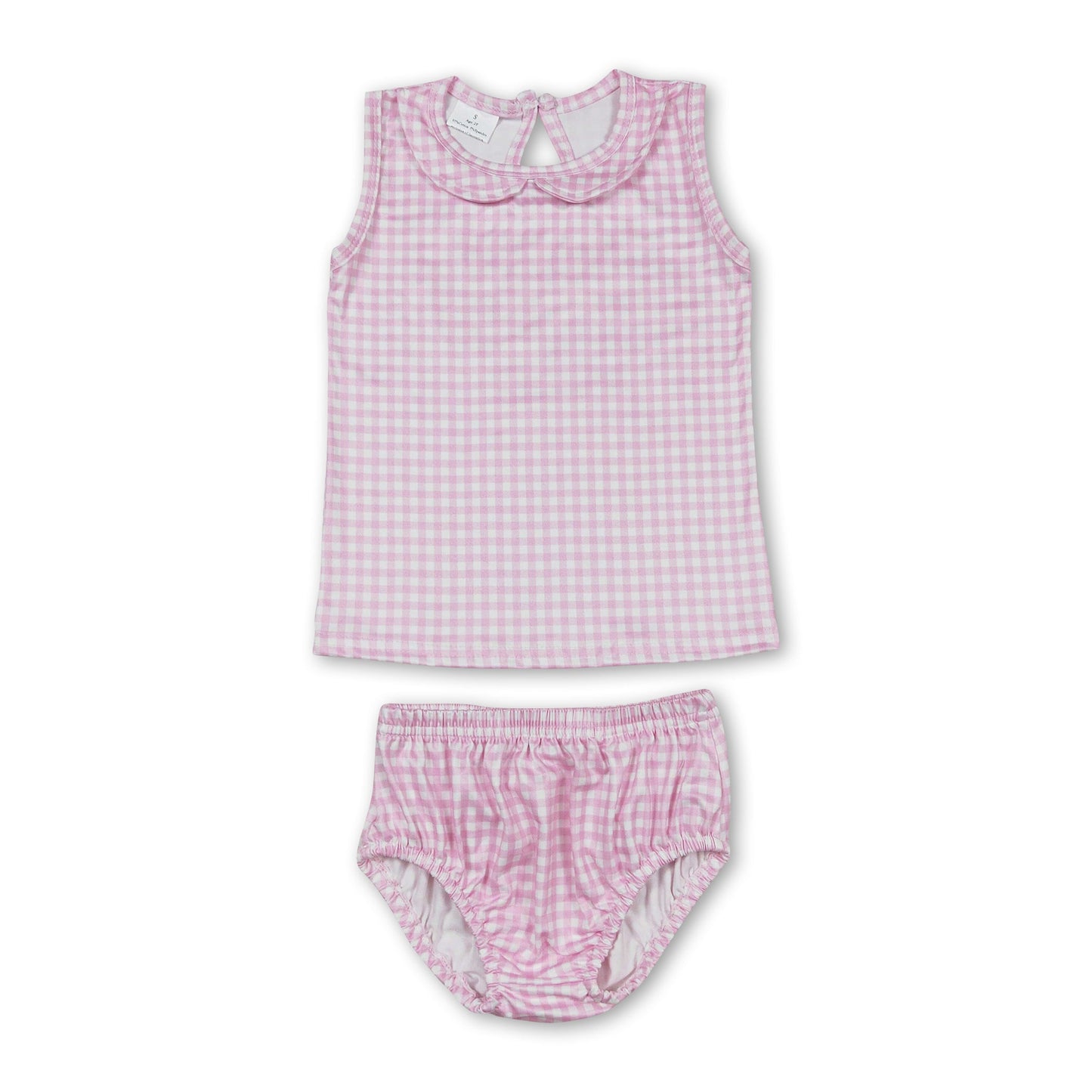 Sleeveless pink plaid top bummies baby girls clothes