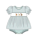 Short sleeves plaid bunny top bummies baby easter set