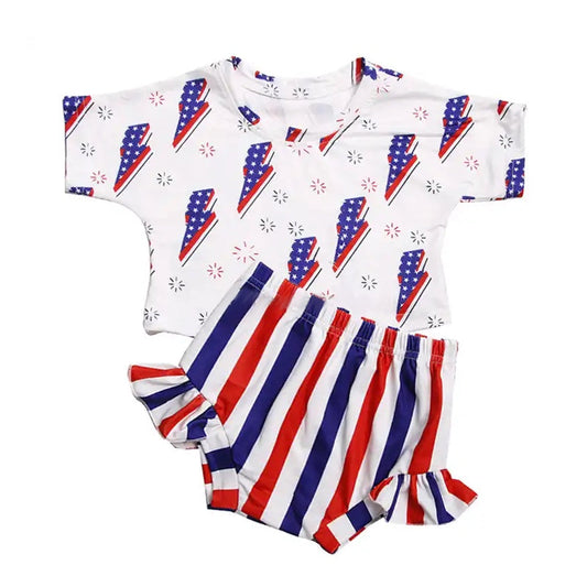 Thunder top stripe bummies girls 4th of july clothes