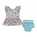 Flutter sleeves floral peplum plaid bummies girls clothes