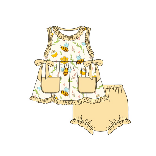 Sleeveless bee floral tunic bummies girls clothes