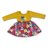 Pumpkin embroidery floral girls fall twirl dresses