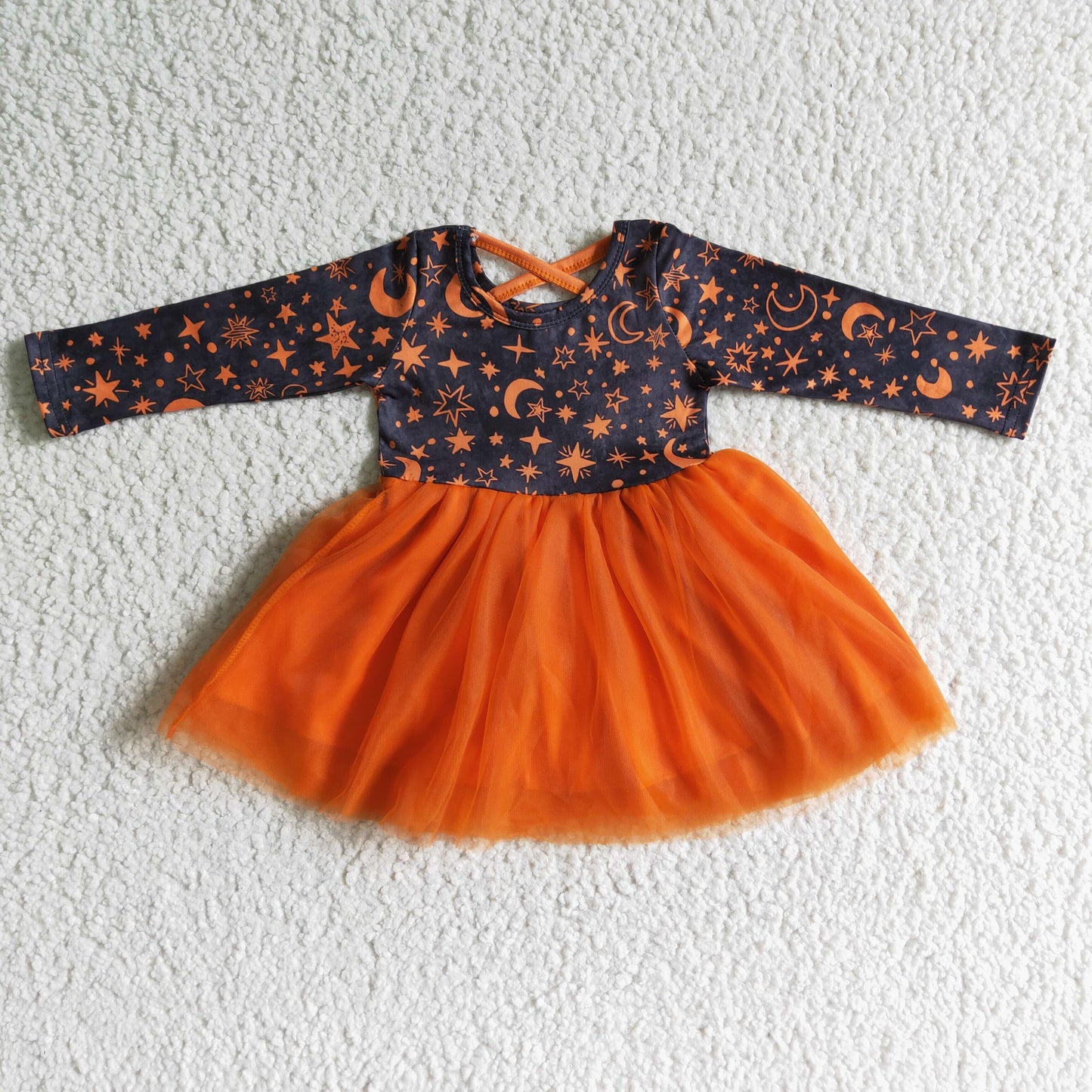 Black moon orange tulle girls Halloween dresses