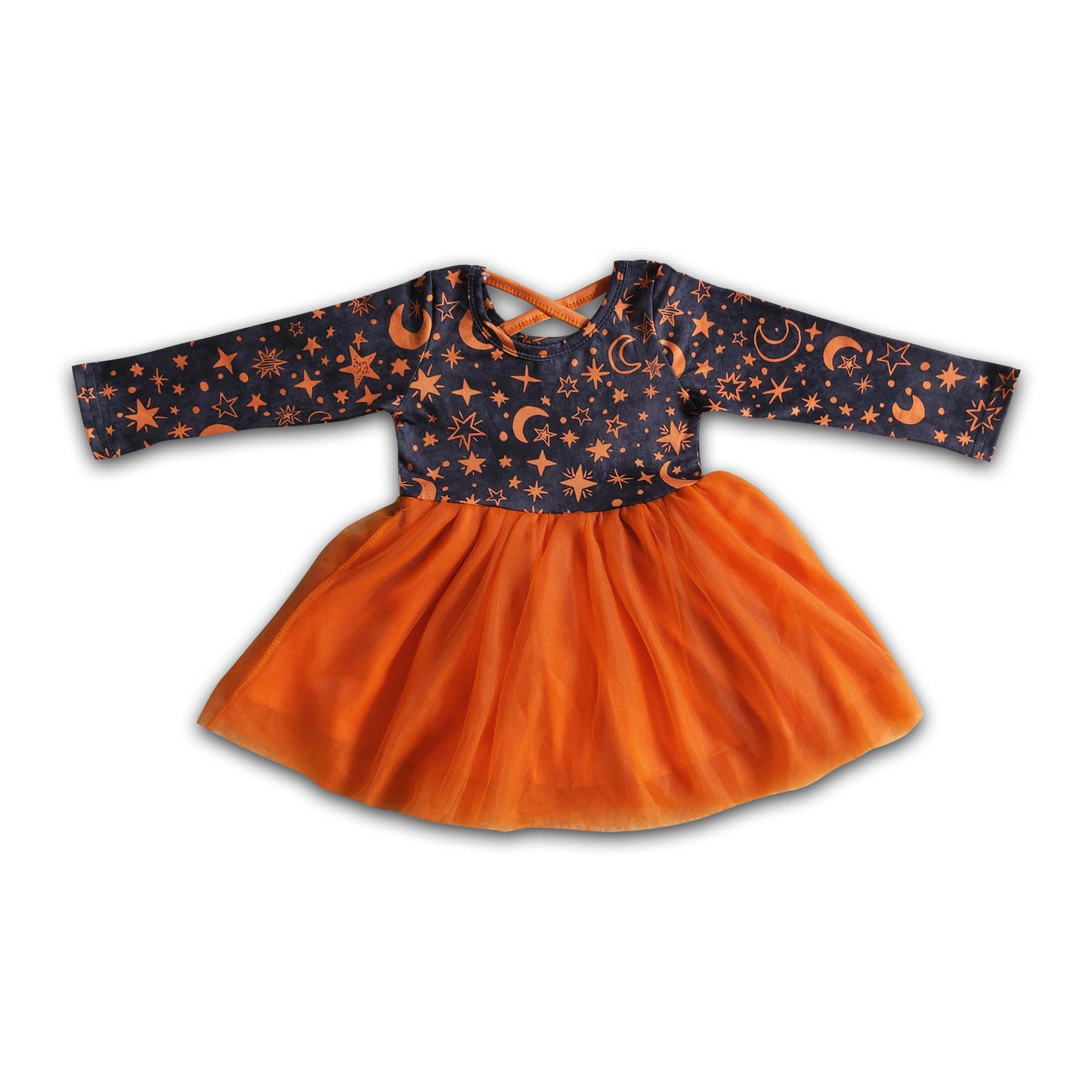 Black moon orange tulle girls Halloween dresses