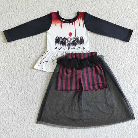 Friends peplum shorts match tulle girls Halloween clothes