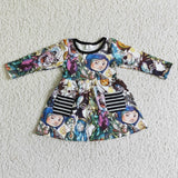 Long sleeve pocket skull baby girls Halloween dresses