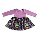 Mouse pumpkin stripe girls twirl Halloween dresses