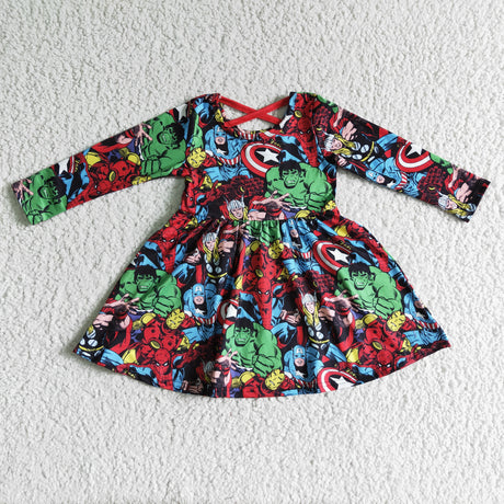Green man long sleeve girls twirl dresses