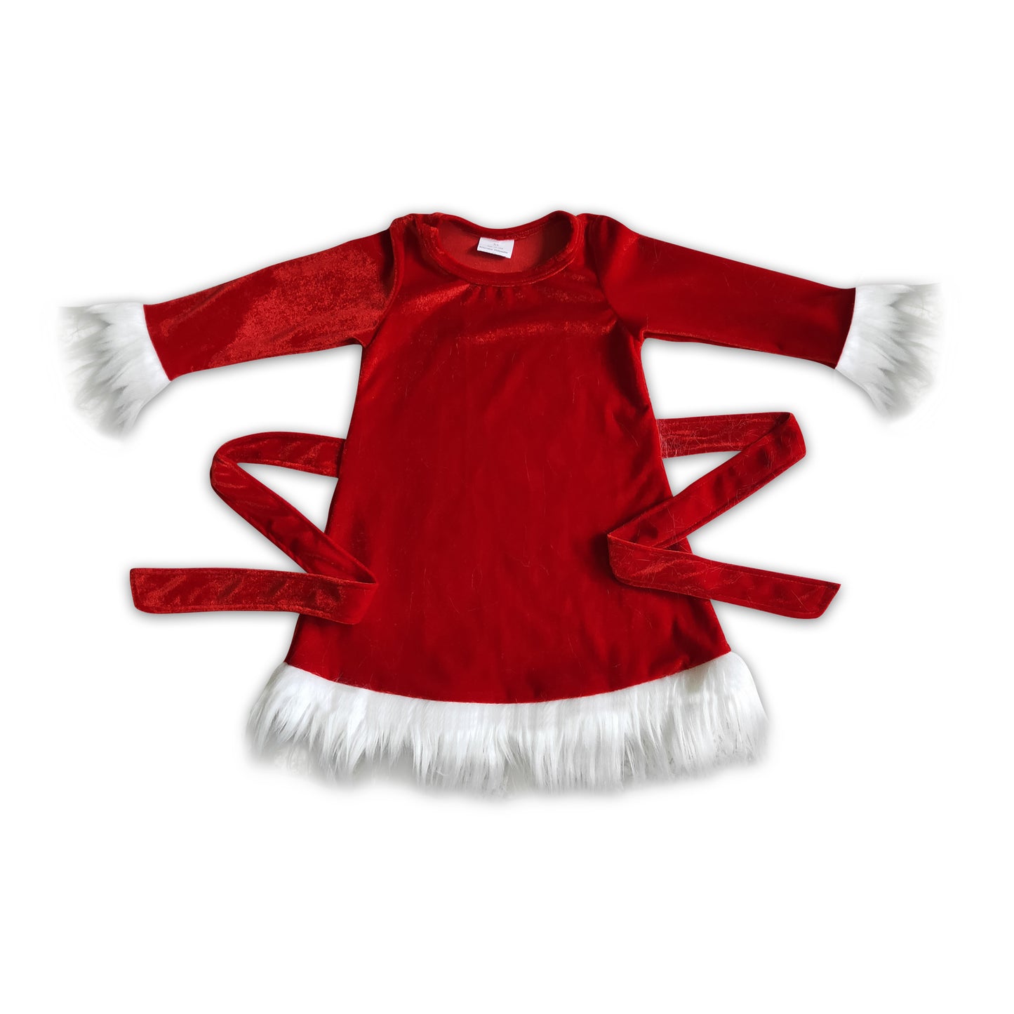 Faux fur velvet santa baby kids Christmas dresses