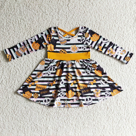 Witches ghost pumpkin kids girls Halloween dresses