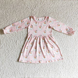 Pink santa long sleeves baby girls Christmas dress