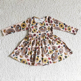 Football sunflower long sleeves baby girls team dress