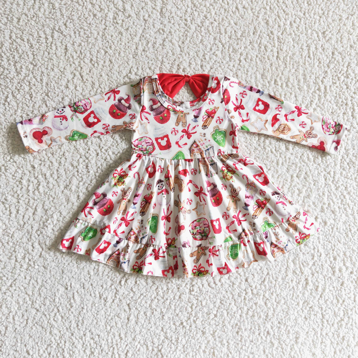 Gingerbread snowman snacks girls Christmas twirl dresses