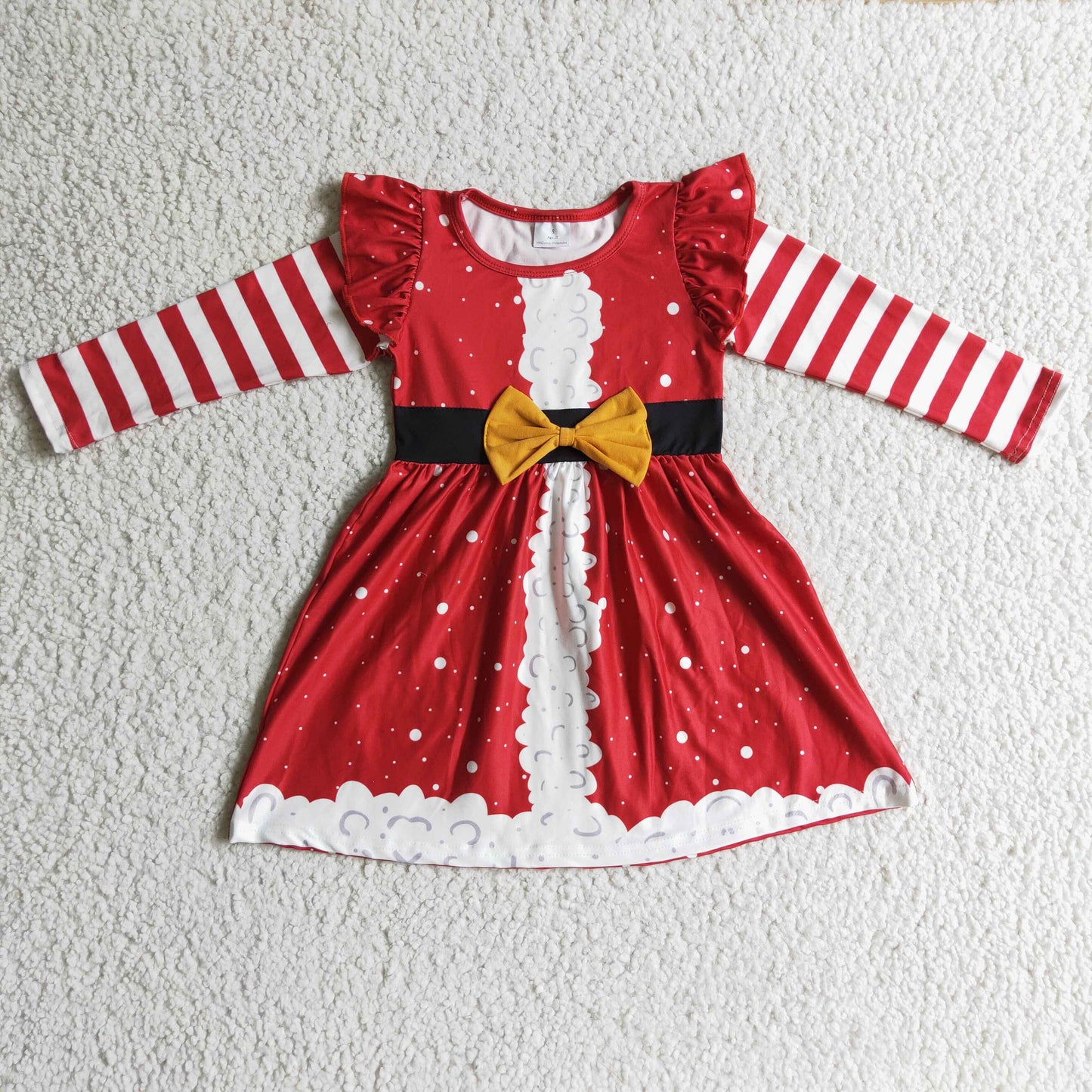Red white santa baby girls Christmas dress