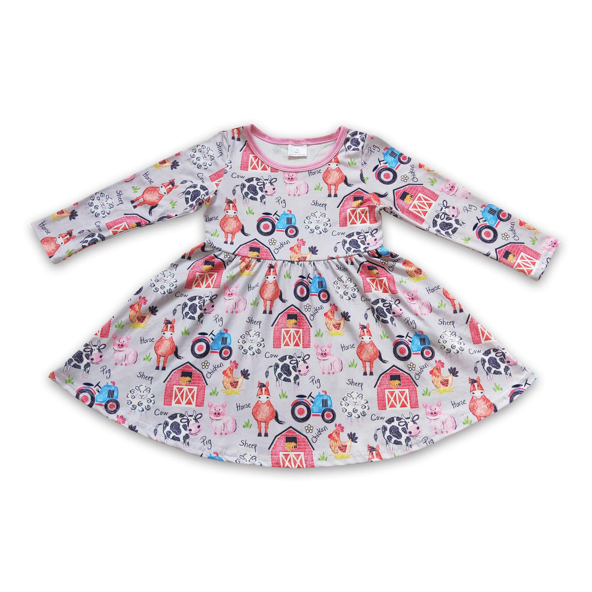 Cow pig chicken baby girls farm dresses