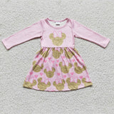 Pink heart mouse kids girls Valentine's dresses