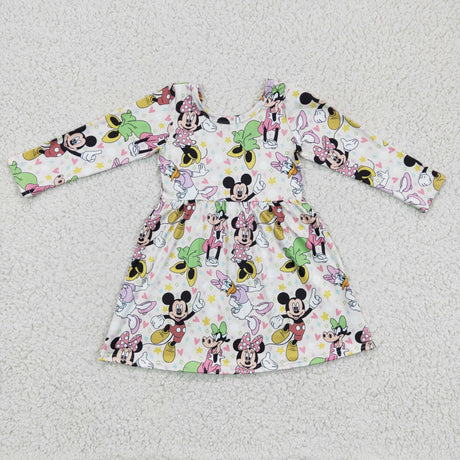 Duck mouse heart long sleeves baby girls dresses