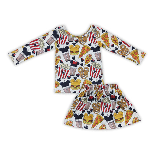 Snacks mouse shirt match skirt girls clothing set