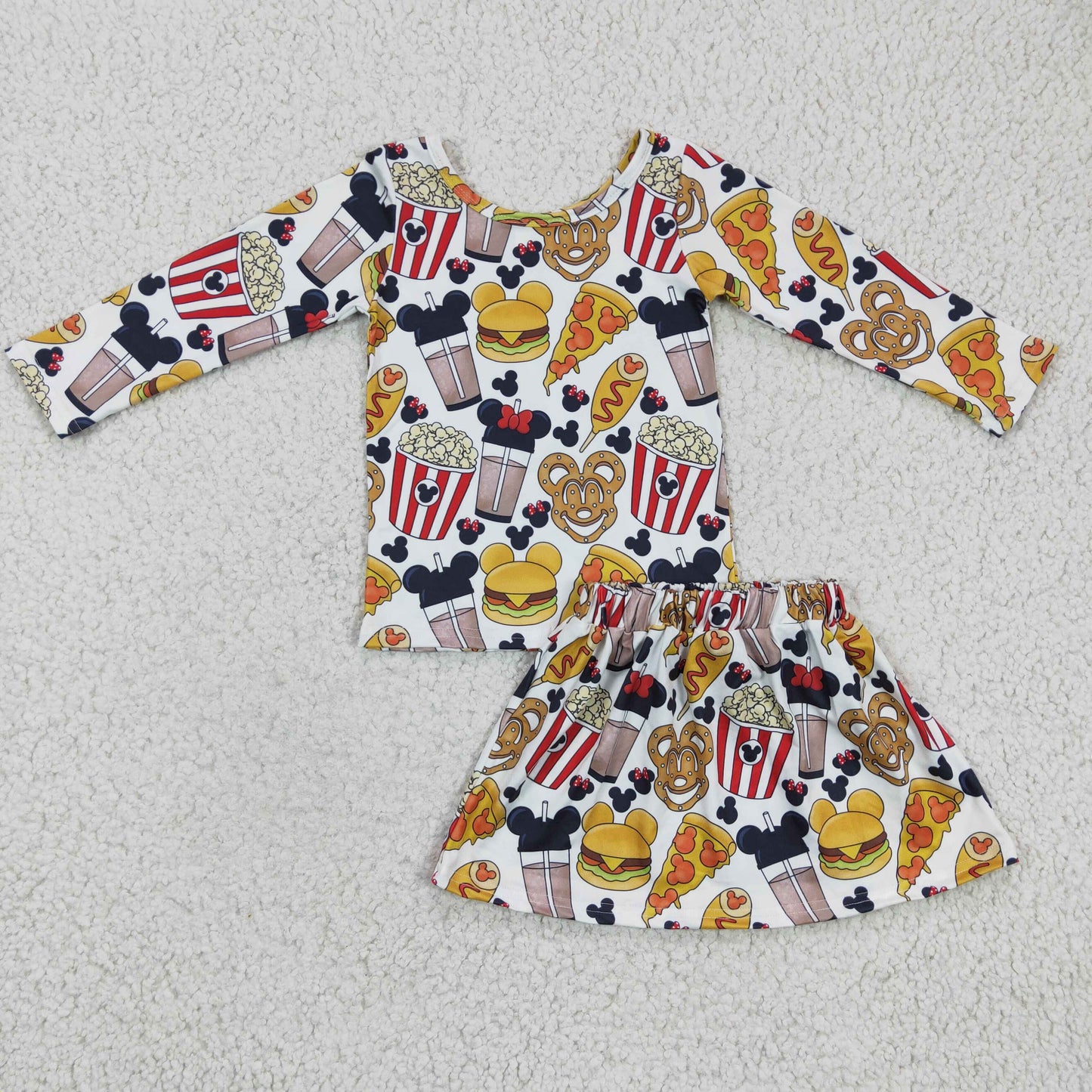 Snacks mouse shirt match skirt girls clothing set