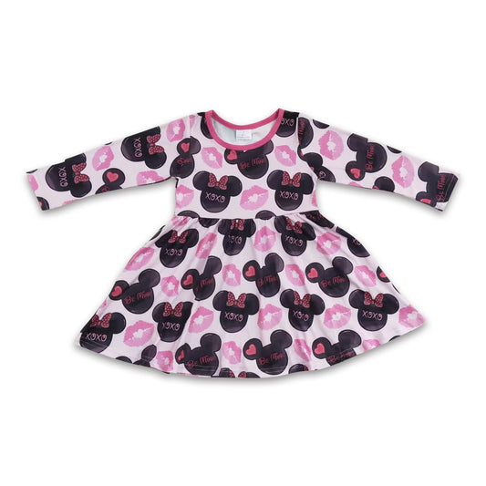 Be mine heart mouse long sleeves baby girls valentine's dress