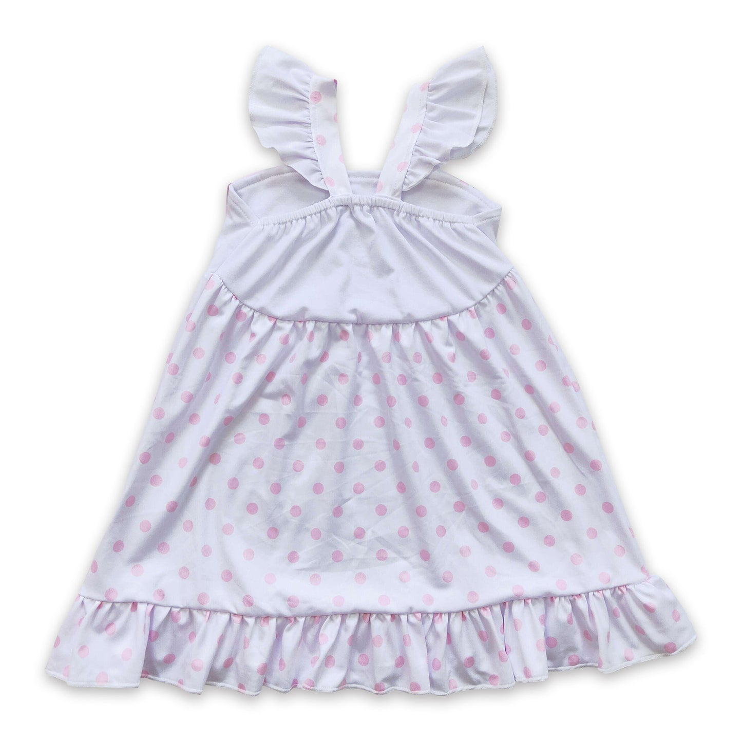 Rabbit embroidery ears polka dots baby girls easter dress