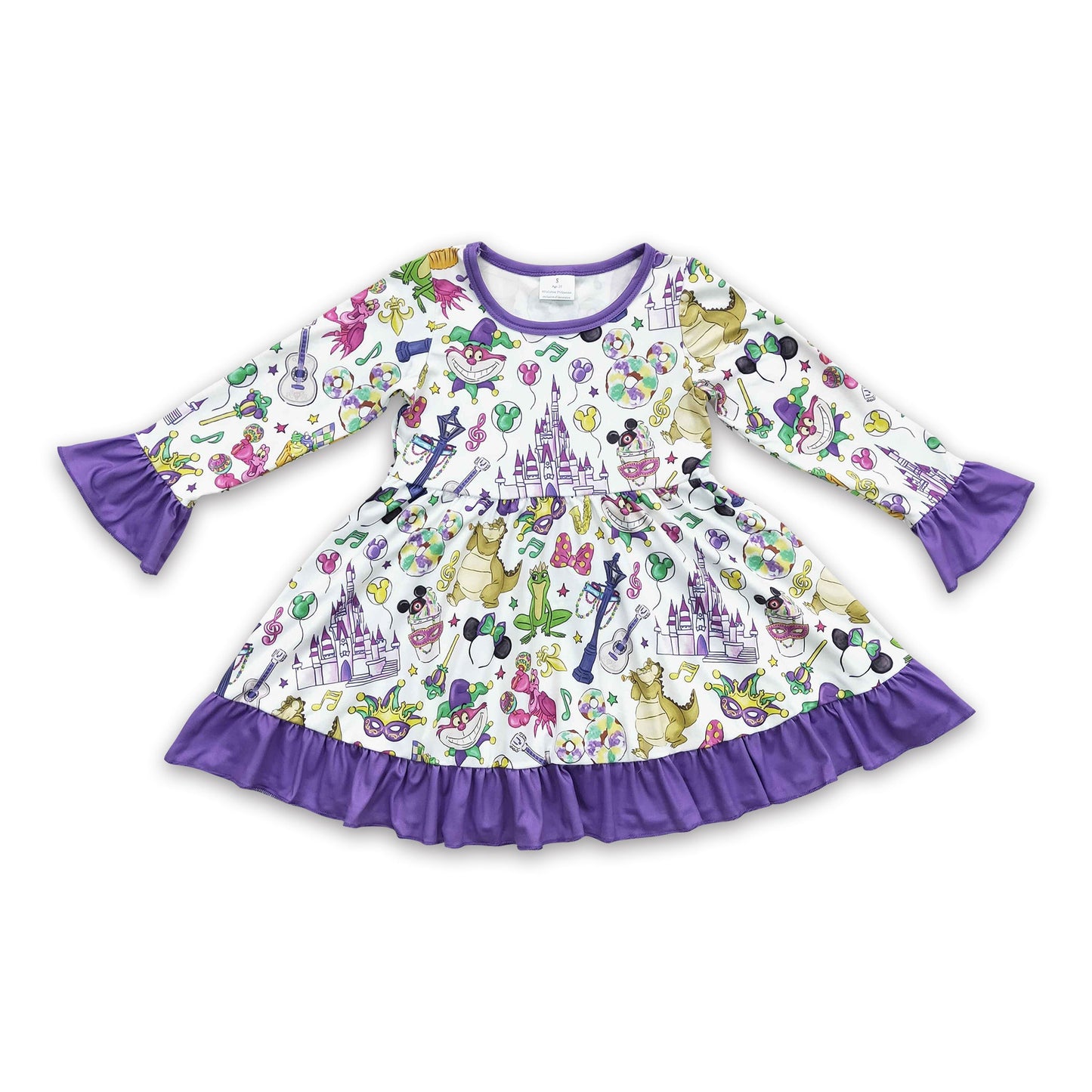 Purple castle mouse toddler girls Mardi Gras dresses