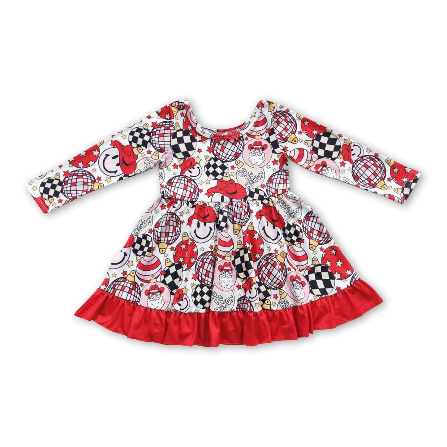 Smile ho ho ho howdy santa girls Christmas dress