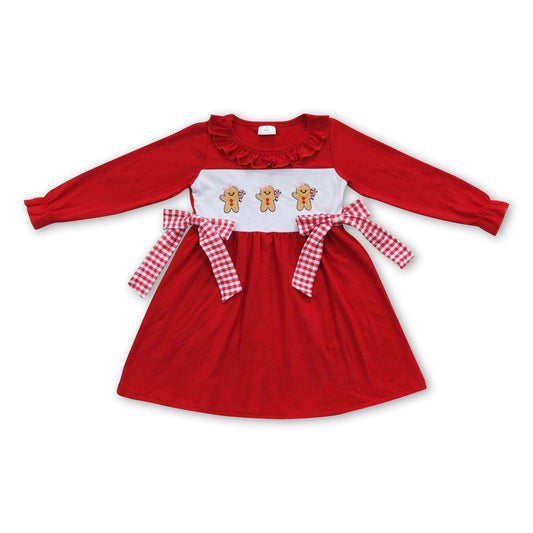 Gingerbread red long sleeves baby girls Christmas dress