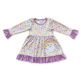 Floral ghost long sleeves baby girls Halloween dress
