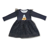 Ghost pumpkin long sleeves baby girls tulle Halloween dresses