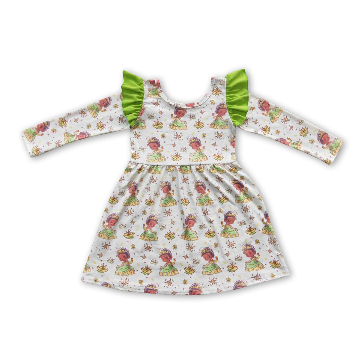 Green long sleeves princess baby girls dresses