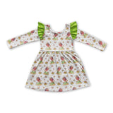 Green long sleeves princess baby girls dresses