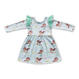 Mint teapot long sleeves princess baby girls dresses